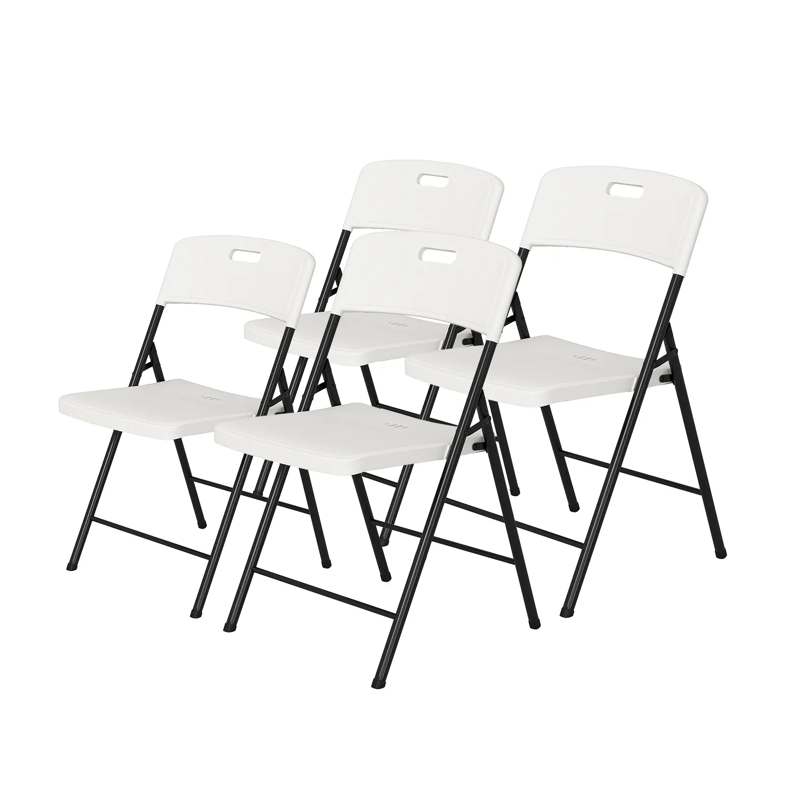 Folding Heavy Duty Plastic Chair with 500-Pound Capacity,Portable Commercial Chair with Steel Frame for Home Office Wedding Party Indoor Outdoor Events, Stackable, 4-Pack