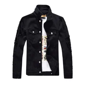 Men`s Classic Slim Fit Motorcycle Denim Jean Jacket