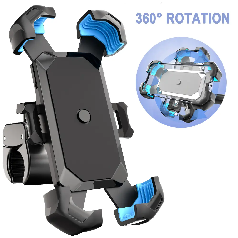 Universal 360° Rotatable Bike and Motorcycle Phone Holder, Scooter Handlebar Cell Phone Mount for 4.7"- 7" Smartphones, Essential for Outdoor Cycling, Electric Bike, Navigation Stand Adjustable Accessories