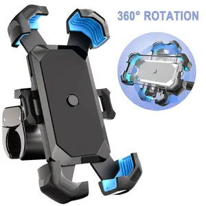 Universal 360° Rotatable Bike and Motorcycle Phone Holder, Scooter Handlebar Cell Phone Mount for 4.7"- 7" Smartphones, Essential for Outdoor Cycling, Electric Bike, Navigation Stand Adjustable Accessories