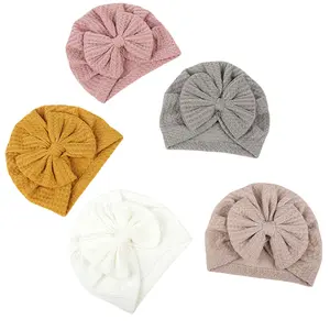 Cute Turban Hat Cap Beanie Bonnet with Big Bowknot Hospital Baby Hats Knot Headwraps Turbans for Newborn Baby Toddlers Infants