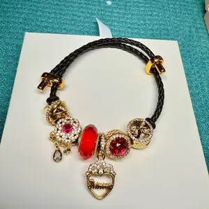 Brand-new red glass bead money tree bracelet