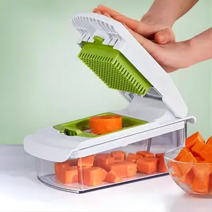 Multifunctional Vegetable Chopper with Container, Manual Food Chopper and Vegetable Cutter with Stainless Steel Blades for Kitchen Preparation.