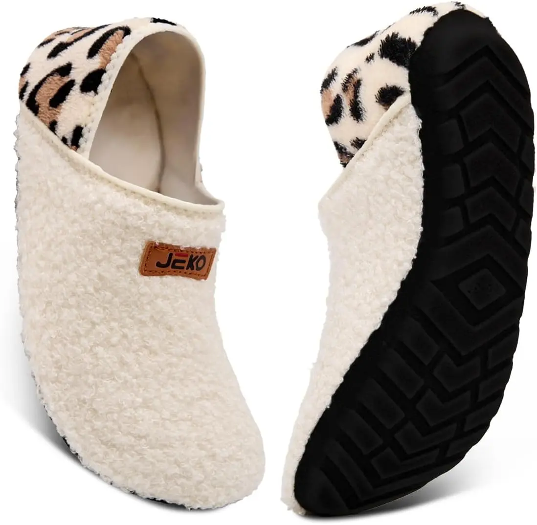 JEKO Winter Warm Plush Lined Slip On Boots, Cozy Fuzzy Shoes Indoor Outdoor House Shoes, Anti Slip Comfortable Cold Weather Shoes soft home slipper cute cartoon travel new travelslippers
