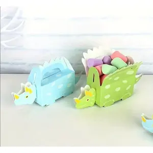 10-Piece Dinosaur Party Favor Bags Set - Cute Dino Candy and Gift Boxes for Kids Birthday Celebrations