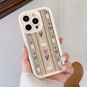Cute Duck and Flower Pattern Protective Case. Compatible with iPhone 17 Pro; also fits iPhone 16, 15, and 14 Pro Max models. Drop-resistant and shockproof—compatible with the 13, 12, and 11 series.