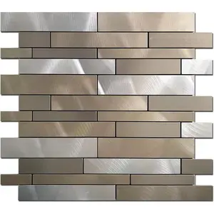 10 Sheets Peel and Stick Backsplash Tile for Kitchen, Self-Adhesive Mosaic Tile, Stick on Bathroom Vanities,Fireplace Decor, Laundry Table(11.25" X 12.7") (Light Brown)
