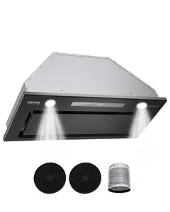 VEVOR Range Hood Insert, 30 Inch Built-in Kitchen Vent Hood, 800CFM Stainless Steel Stove Hood, with Gesture & Touch Control, LED Light, Baffle Filters, 4-Speed Exhaust Fan, Ducted/Ductless Convertible