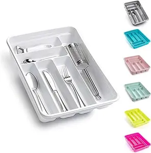 1 Tier Large & Deep CUTLERY TRAY Flatware Organiser Strong Plastic Drawer Sliding Tidy Multipurpose flatware Holder Kitchen Accessories for Tableware