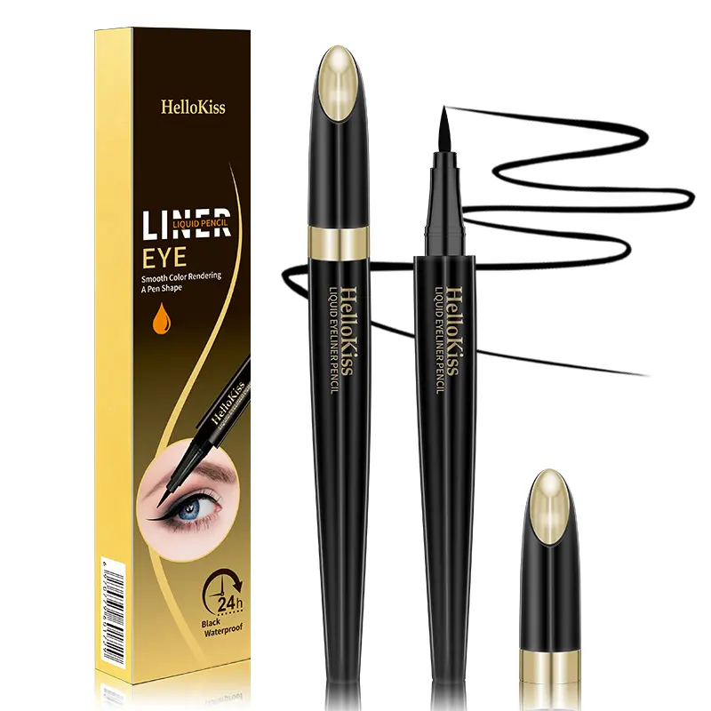 HelloKiss Liquid Eyeliner Ultra-Fine Pen, Long-Lasting and Smudge-Proof Black Precision Liner with Satin Finish, Safe for Sensitive Eyes and Waterline, Black Waterline, Gift, Water Proof