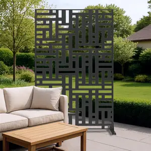 Metal Privacy Screen Outdoor, 72" h×47" w Balcony Patio Privacy Screen, Freestanding Privacy Fence, Decorative Panel, Patio Room Divider for Garden, Balcony, Deck