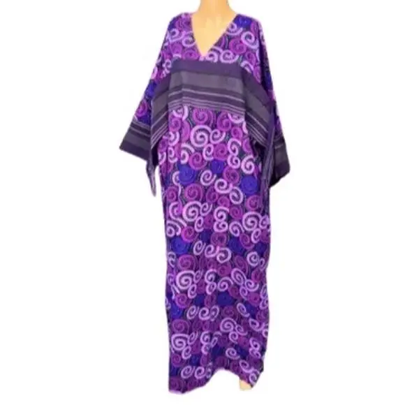 Funke’s Ankara with Aso Oke Breathable Cotton Casual Long Dress - 1 Size Fits All