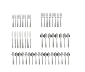 Elena 49-Piece Stainless Steel Flatware Set with Organizer Tray Silver Service for 8 Durable Stylish Adult Tableware