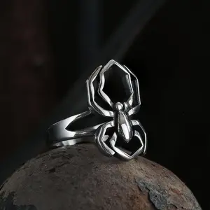 GTHIC Spider Stainless Steel Biker Ring Gothic Accessories for Daily Wear