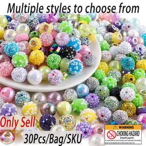 30pcs of 10 different styles of acrylic beads, combined with Yangmei beads, cracked beads, rose bean beads, etc., can be used for DIY bead pens, bead bracelets, necklaces, bead keychains, etc, Diy Mix Beads, Bead Assortment