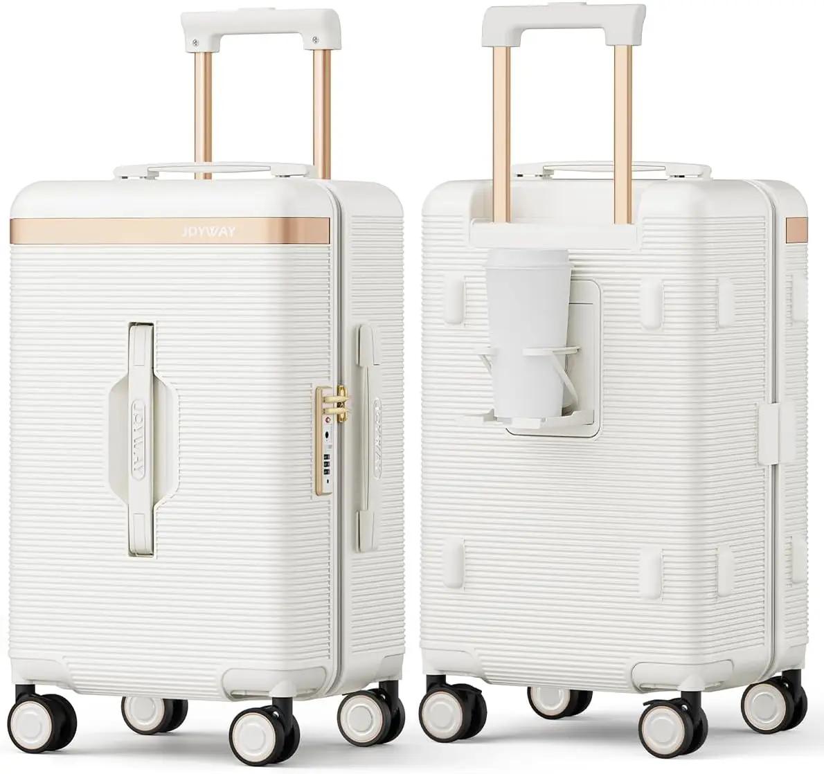 22 or 26 inch Lightweight, Thin and Durable Short-trip Suitcase with Cup Holder, TSA Lock, Spinner Wheels