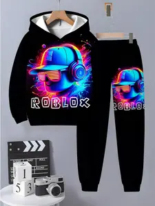 Boys' Fashion Game Character 3D Printed Hoodie Set, Youth Kits, Long Sleeve Casual Sportswear - Outdoor Activities Essential, Perfect Gift Idea, Hoodies