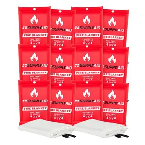 SupplyAID 12 Pack Emergency Fire Blanket for Camping and Safety Supplies, White
