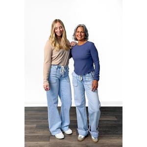 The Alanna from Lovervet: High-Rise Drawstring Wide Leg Denim Fit Womenswear