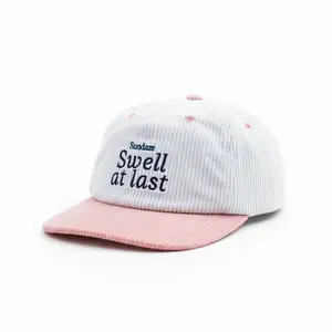 Swell at Last Pink and White Corduroy Hat