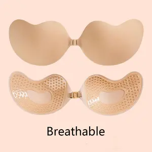 2 Pairs Reusable Push Up Mango Shaped Breathable Front Buckle Silicone Bra, Strapless Invisible Self-adhesive Breast Lift Pasties For Women's Lingerie Womenswear Lady Daily Life. Accessories Underwear Comfort