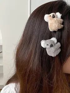 Women 2pcs Cartoon Koala Decor Hair Claw Set, Casual Versatile Shark Clip for Women & Girls, Elegant All-match Fashion Accessories for Daily & Party Decoration, Exquisite Jewelry for Birthday Gifts, Super Cute Clips, Hair Claws Set