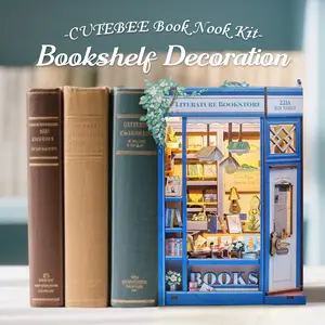 Literature Bookstore DIY Book Nook Kit - Miniature House with Sensor LED Light for Adults & Teens, Bookshelf Decor Tiny Library, Stress Relief Handmade Craft, Perfect Birthday & Holiday Gift for Lovers Family