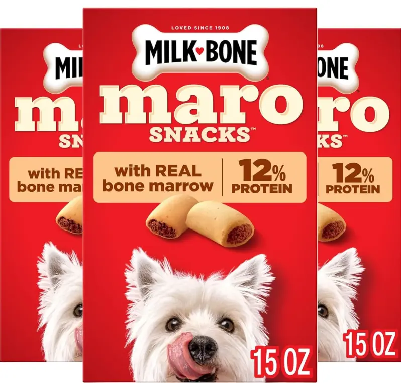 MaroSnacks Dog Treats, Beef, 15 Ounce (Pack of 6) with Real Bone Marrow and Calcium