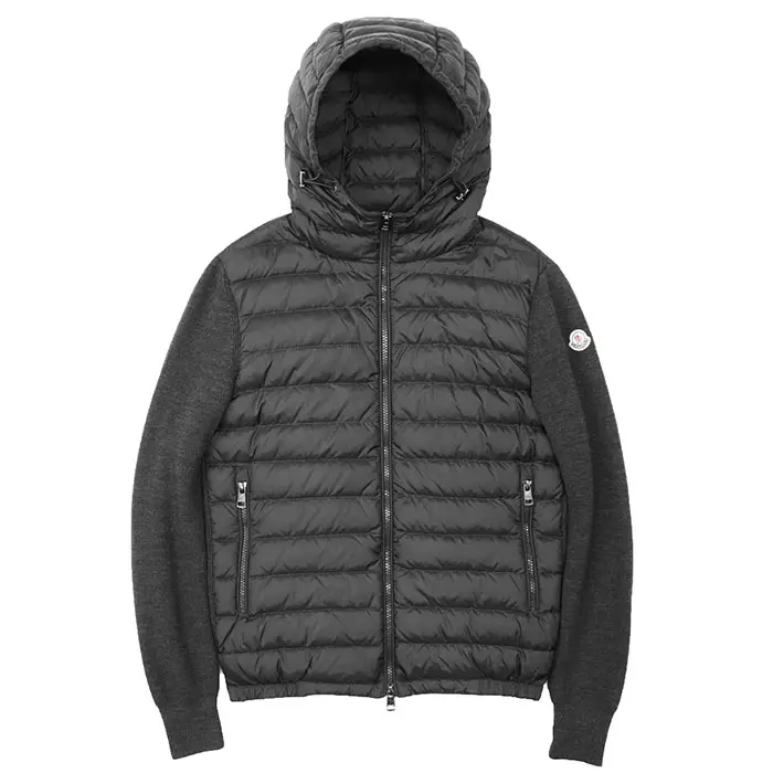 Pre-owned MONCLER Nylon Small Leather Goods Maglione knit combination down jacket