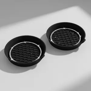 Bling Crystal Rhinestone Car Cup Coasters – Universal Non-Slip Cup Holders for Car Interior Accessories, 2-Pack, Black gift