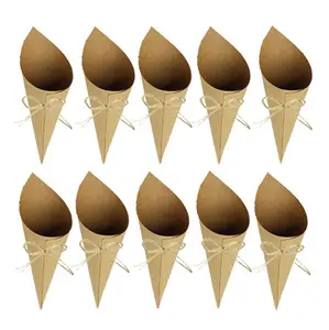 Kraft Paper Wedding Confetti Poppers, DIY Paper Flower Tubes with Hemp Rope for Wedding Party Rice & Petal Throwing