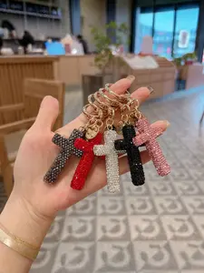 Clay cross keychain with diamonds, Gothic cross keychain, car keychain, creative bag pendant, unisex#Fashionweek#Fallfreshness#test