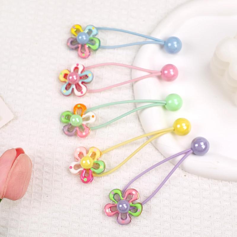 L-B50  10 Pack Hair Balls for Girls Hair,Hair Ties for Girls Toddler Kids Ponytail Holders Hair knockers Cute Hair Accessories (pink yellow blue purple green)