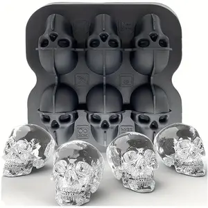 Skull Shape Silicone Ice Mold, Easy Release & Reusable, Perfect for Whiskey, Cocktails, Party Drinks, Enhance Drink Presentation