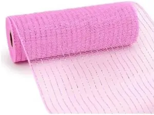 10 inch x 30 feet Deco Poly Mesh Ribbon (Metallic Pink with Pink Foil)