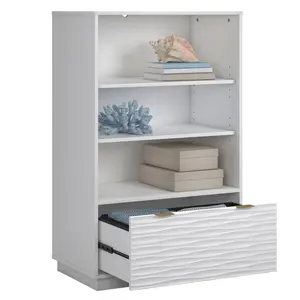 Sauder Morgan Main Bookcase With Drawer - Modern Design, Adjustable Shelves, Spacious Lower Drawer, Gold Hardware