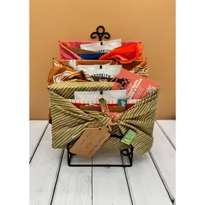 Blind Date with a Book - You pick Audience, we message you to customize book choice, wrapped in reusable upcycled fair trade silk saree, comes with bookish gifts and self-care goodies, face mask, tea, bookmarks, stickers and more