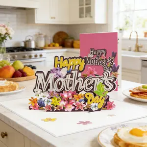 3D Pop Up Mothers Day Card, Happy Mothers Day Lily Flower Gift Greeting Card with Envelope for Best Mom Women Wife Daughter Grandma