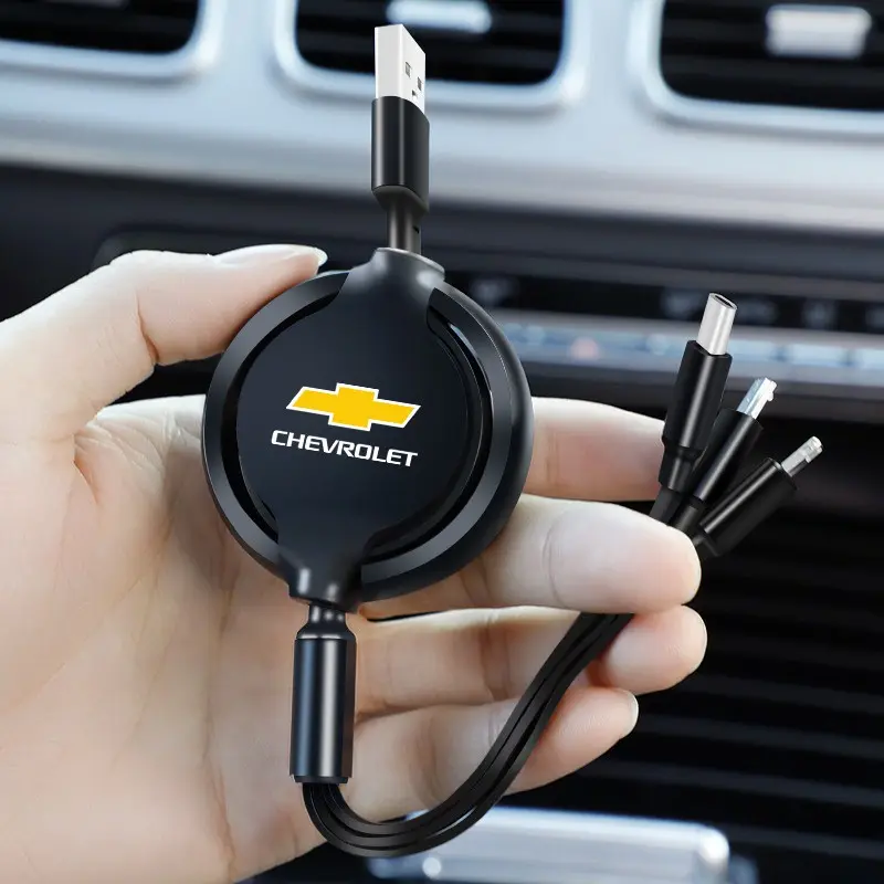 3-in-1 Interface Multifunctional Charging Cable USB Car Charger Data Cable Safe Fast Charging Scalable Data Cable Accessories For Chevrolet Cruze Spark Captiva Suburban Camaro Malibu Silverad Car Gadgets USB Powered Charging