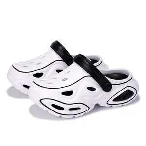 Unisex Clogs Sandals, White Lightweight EVA Clogs with Adjustable Strap, Non-Slip Beach & Garden Shoes for Men & Women