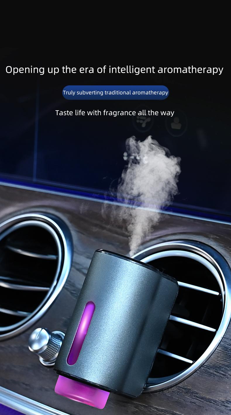 Car Air Freshener viral smart car scents Vent Clip Diffuser w/ RGB Light | AI Auto Start Stop Sensor | USB Rechargeable Essential Oil Nano Mist Odor Eliminator | 3 Modes Baby Safe Perfume | Metal Aesthetic Auto Interior Accessories Gift Set