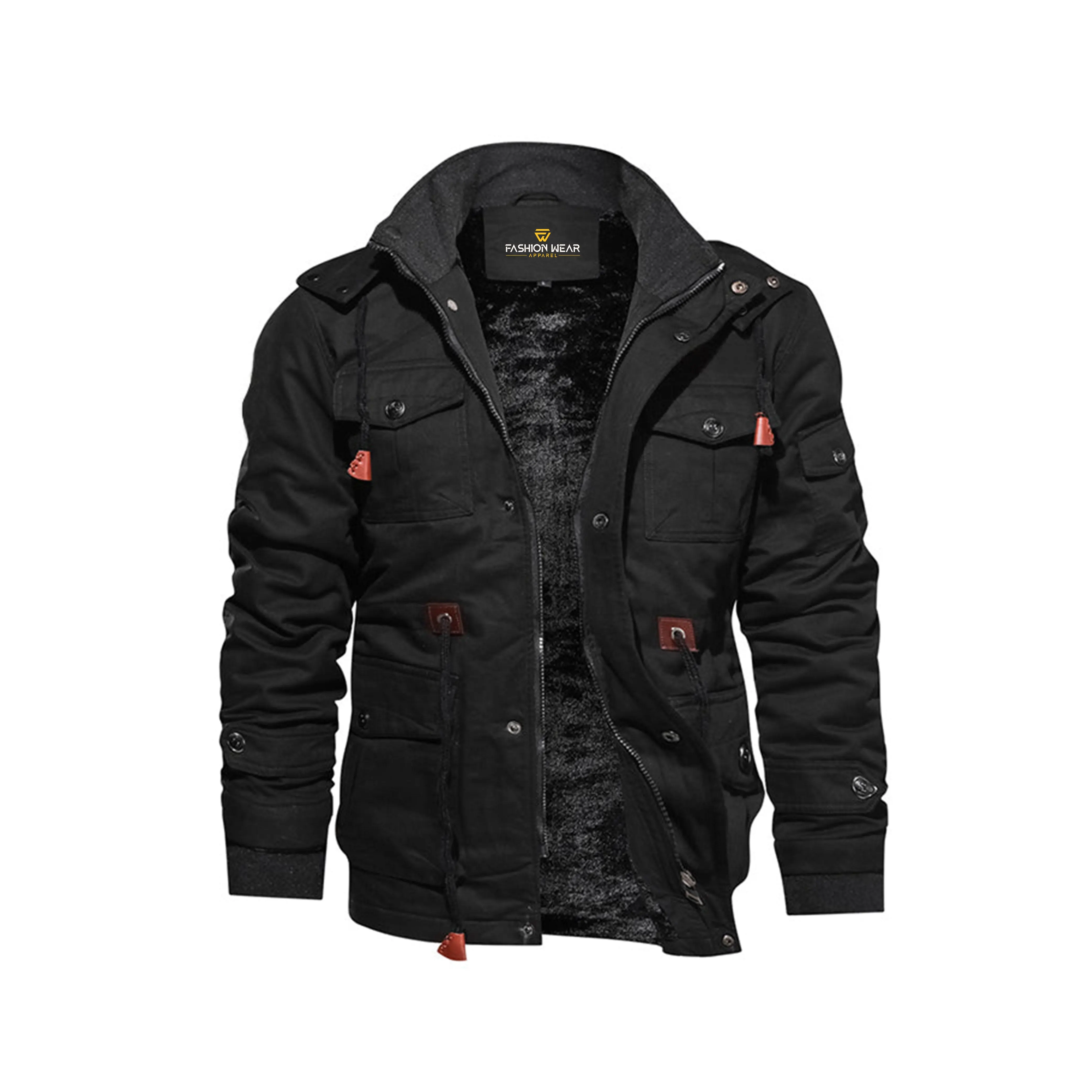 Black Survival Cotton Jacket - Premium Cotton & Polyester with Detachable Hood | Waterproof & Durable