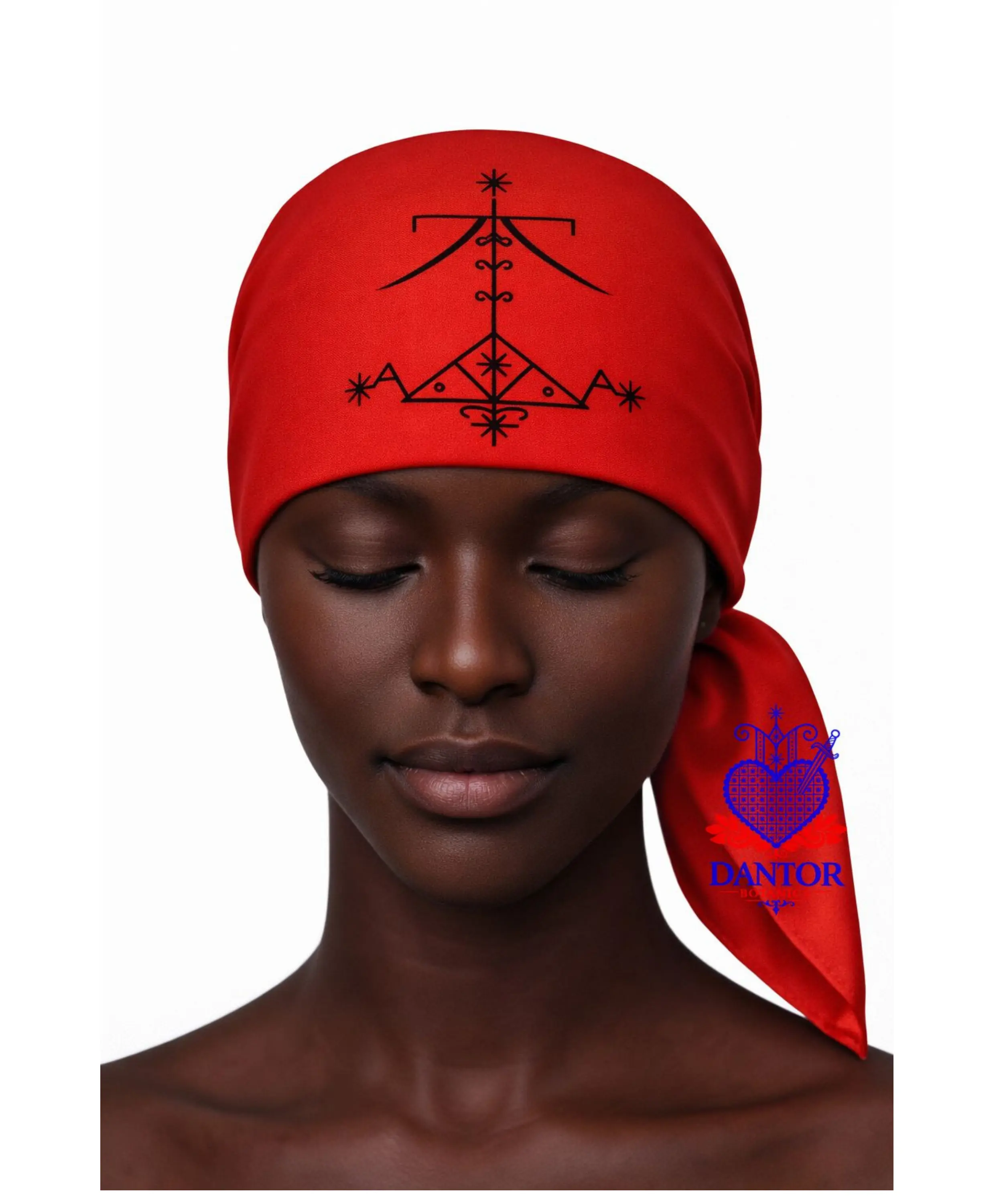23.6X23.6 INCHES OGOU FERAY Mouchwa Head Scarf Mouchwa lwa mouchoir lwa Veve Ceremonial Scarf, Red Satin, Traditional Spiritual Design, Religious Altar Accessory Mouchwa Lwa Mouchoir Lwa Loa Mambo Ougan Manbo Vodoo Voudou Hoodoo Wican