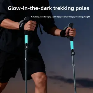 Luminous mountaineering pole Silicone luminous foldable retractable trekking pole Lightweight aluminum alloy outdoor climbing equipment