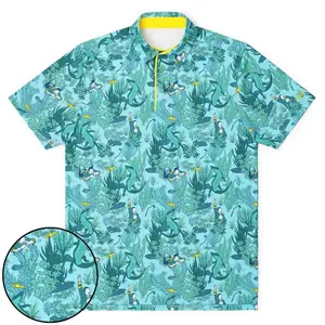 Scuba Diving Polo Shirt for Men, Underwater Coral Reef & Sea Life Print, Breathable Golf Polo, Tropical Vacation Casual Shirt, Gift for Divers & Ocean Enthusiasts