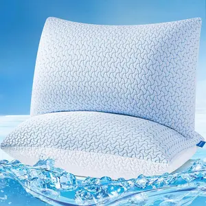 Cooling Shredded Memory Foam Pillows Set of 2 for Sleeping, Bed Pillow Adjustable Pillows Queen Size 2 Pack for Side Back Stomach Sleepers with Removable Cover, Bedroom Decor, Mother’s Day Gifts, Gifts for Mom