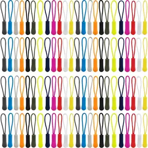 132PCS Nylon Cord Zipper Pulls- 12 Assorted Colors Clothing, Backpacks, Luggage& Handbags Metal Replacement Zipper Pulls for Bags, Bag Zipper, Zipper Repair Kit