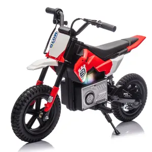 24V Kids Ride On Electric Toy Motocross Motorcycle,200W High Speed Hub Motor,Rear wheel shock absorber,Adjustable speed,LED breath lamp,Bluetooth,Music,Speeds 3.11-9.32MPH For Kids Aged 5-12