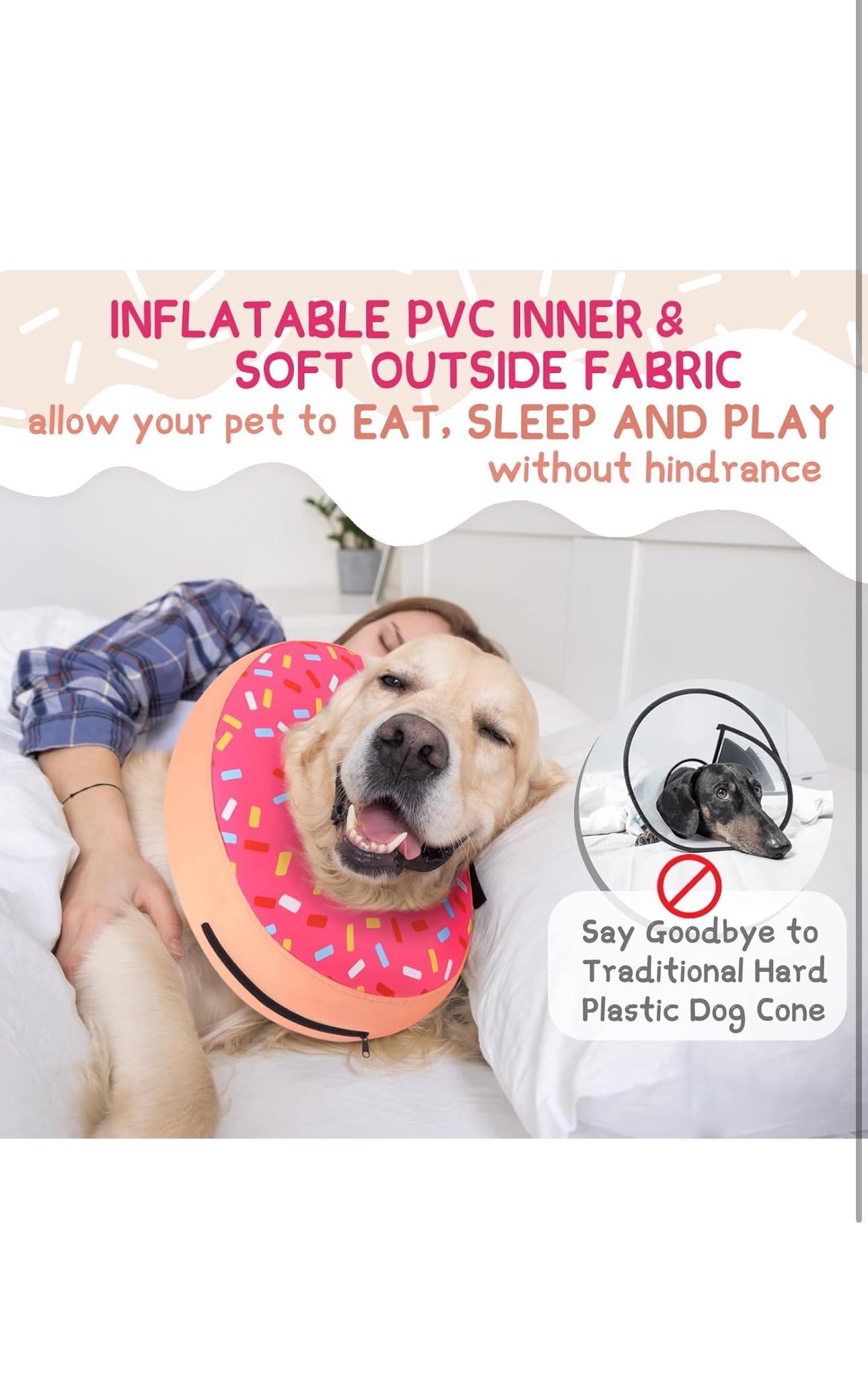 Supet Inflatable Dog Cone Collar Recovery E Collar for Neuter, Soft Dog Cone size XL - Alternative After Surgery