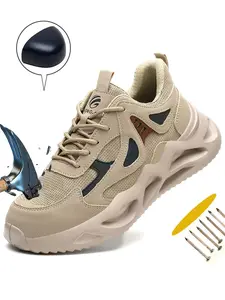 Men's Steel Toe Safety Shoes, Anti-Puncture Work Boots, Lightweight Industrial Footwear, Durable Construction, Comfortable Safety Shoes Warehouse Industry Work Protective Shoes